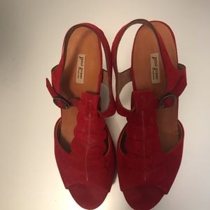 Red Paul Green suede sandal heels